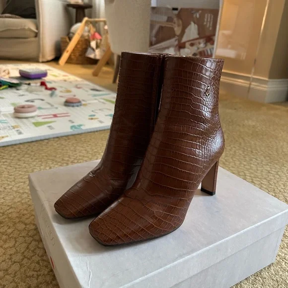 Brown Jimmy Choo Crocodile Embossed Ankle Boots - Picture 4 of 4